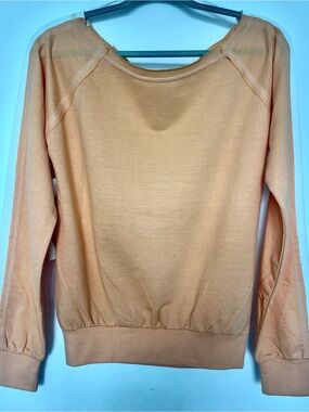 Rag Wear USA NWT Orange White Cropped Crewneck Sweatshirt M WN987 Y2K